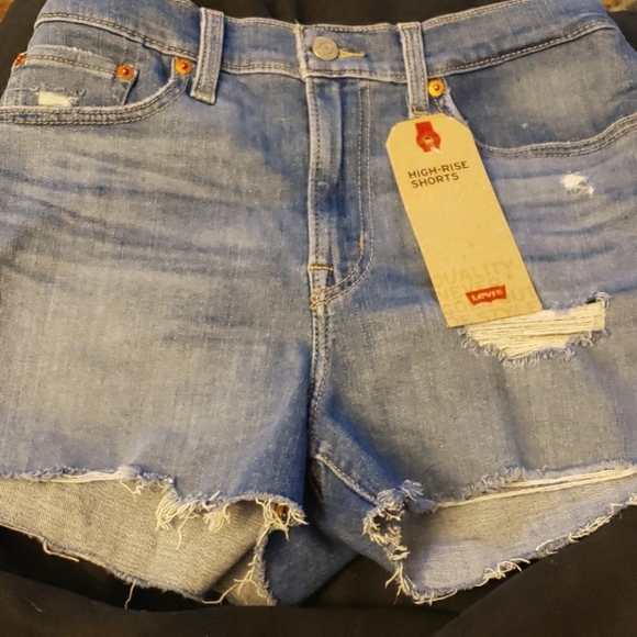 Levi’s Sapphire Dust High Rise Distressed Shorts Waist 27 Size 4 - Picture 4 of 11